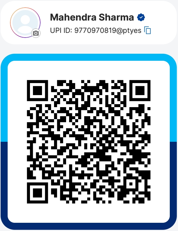 Paytm payment QR for Mahendra Sharma, UPI ID 9770970819@ptyes